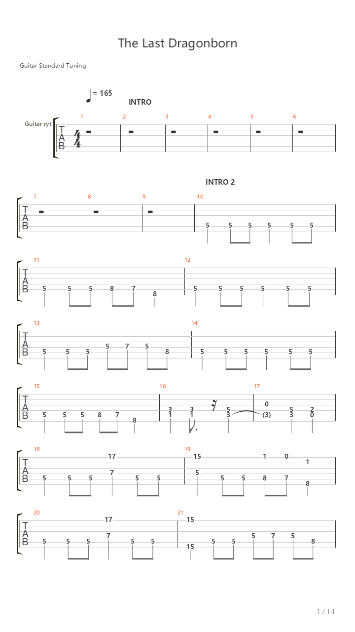 The Last Dragonborn吉他谱