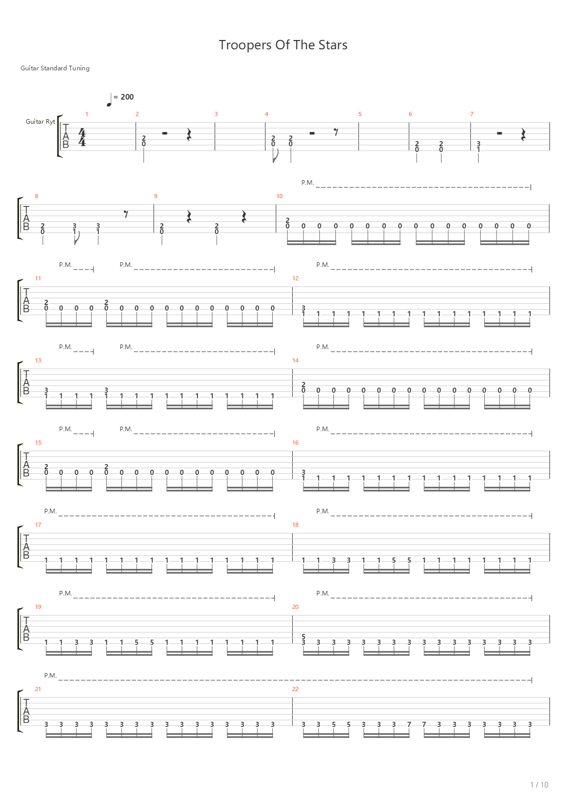 Troopers Of The Stars吉他谱