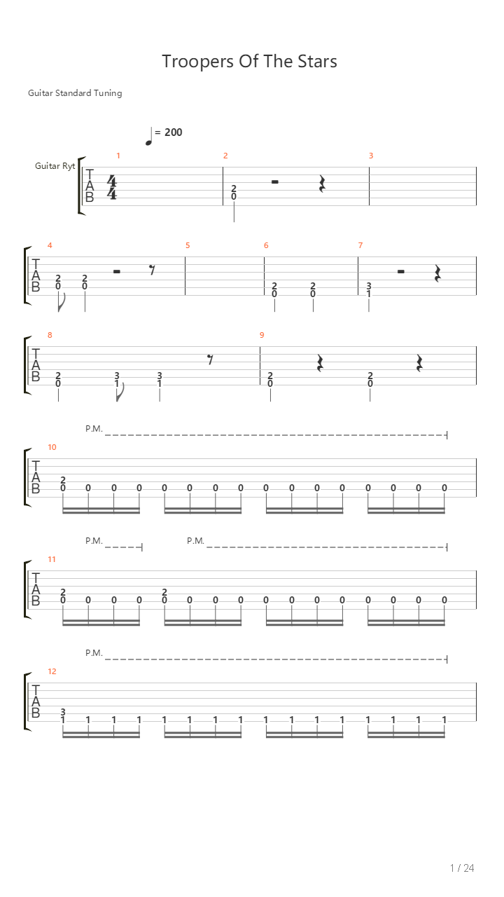 Troopers Of The Stars吉他谱