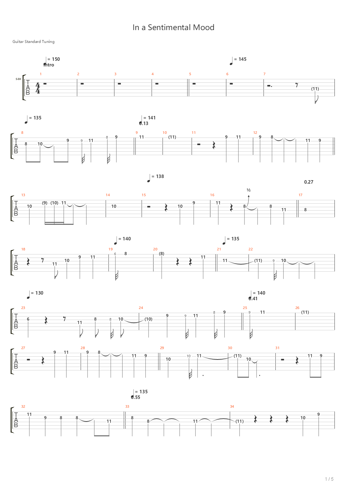 In A Sentimental Mood吉他谱