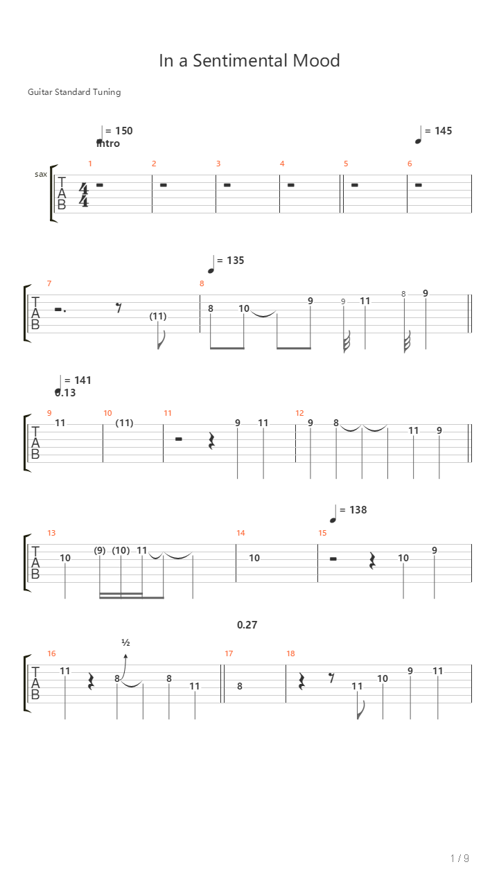 In A Sentimental Mood吉他谱