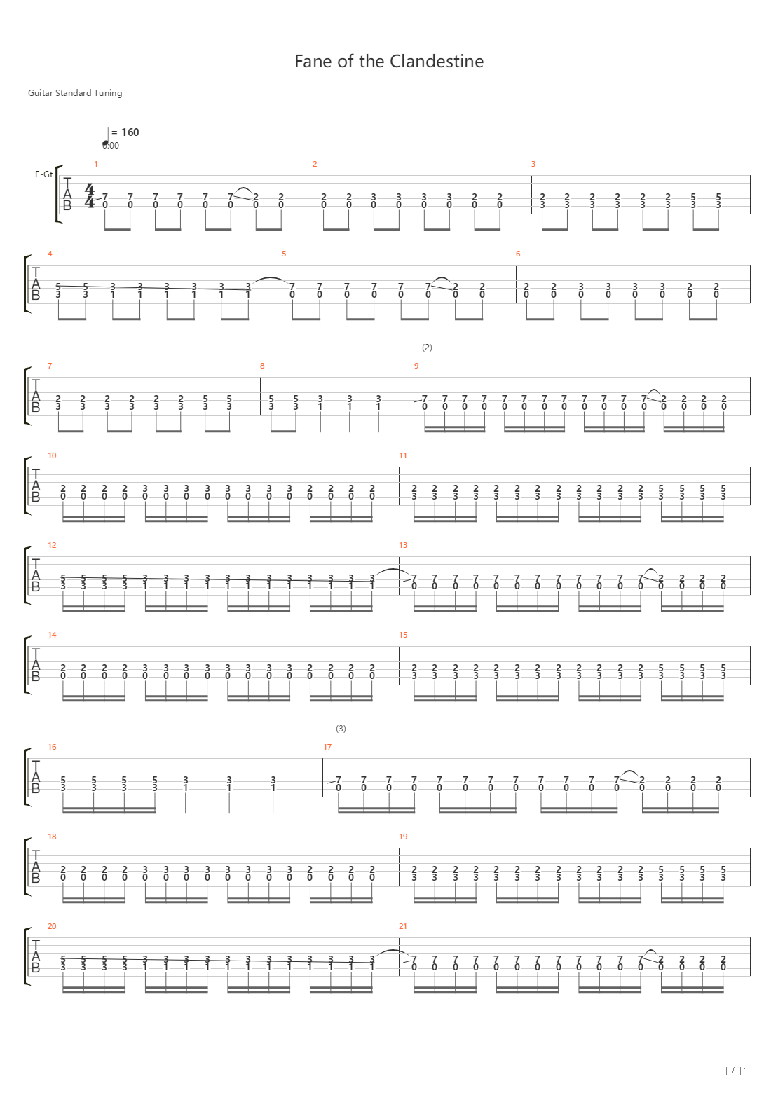 Fane Of The Clandestine吉他谱