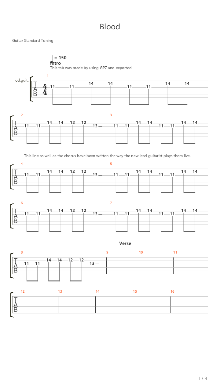 Blood吉他谱