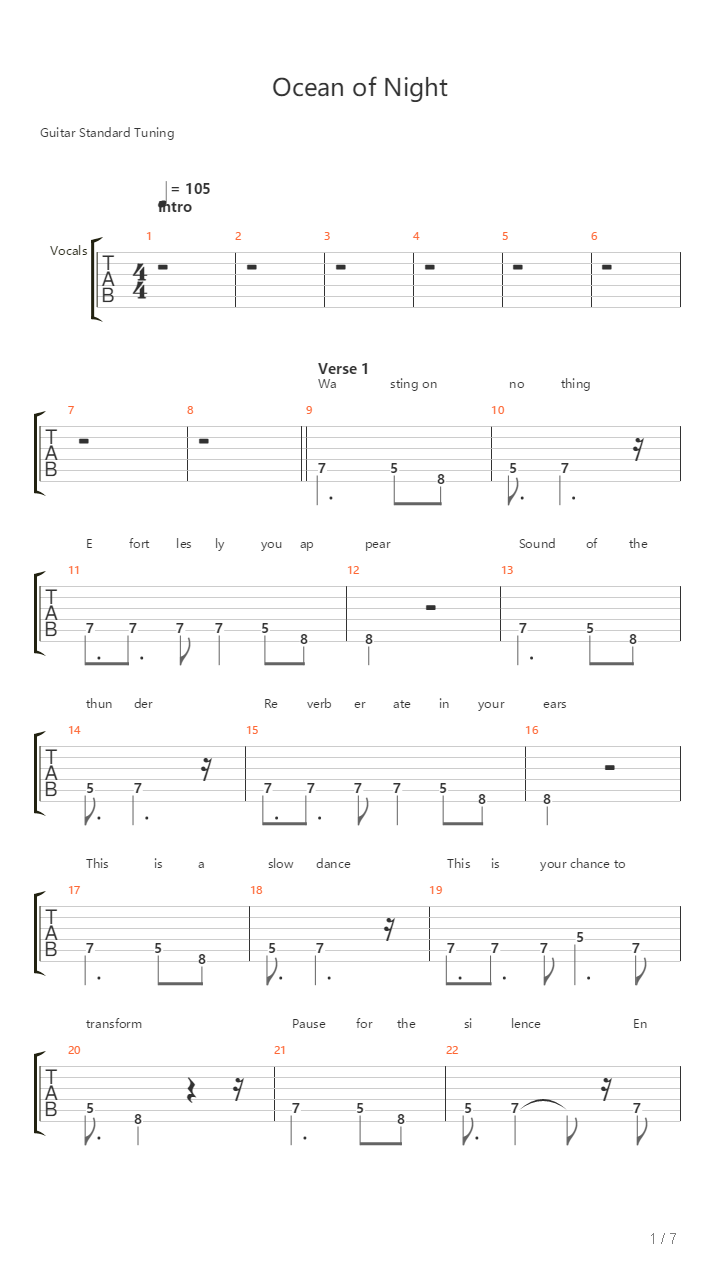 Ocean Of Night吉他谱