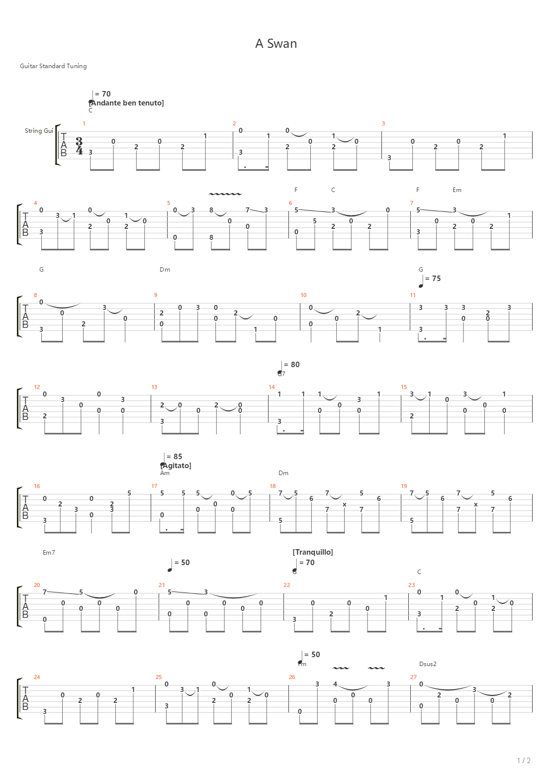 A Swan吉他谱