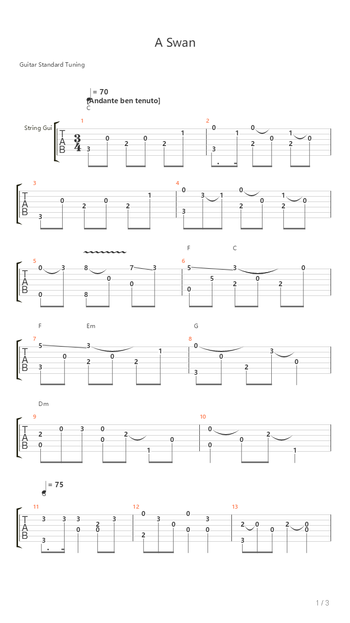 A Swan吉他谱