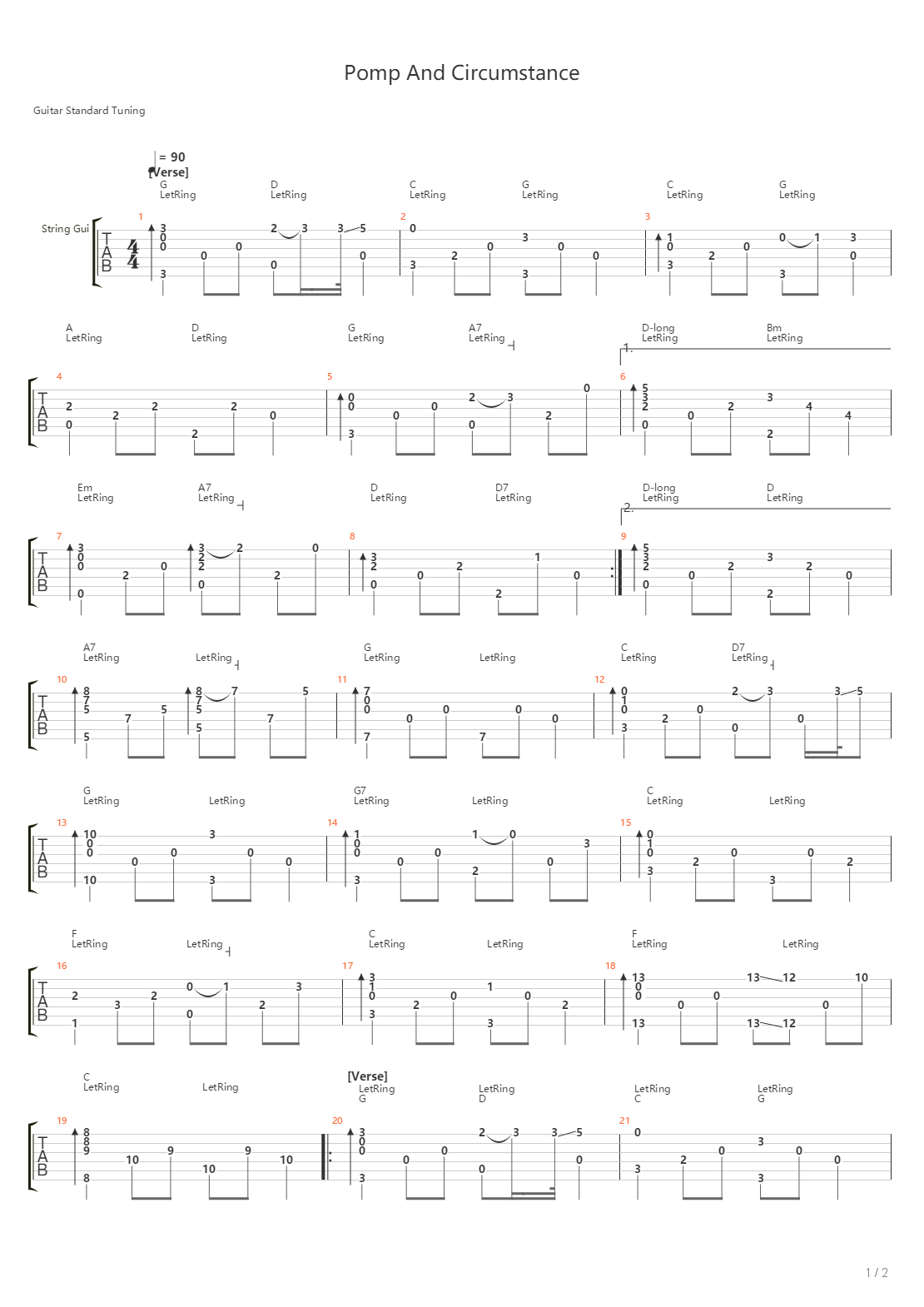 Pomp And Circumstance吉他谱