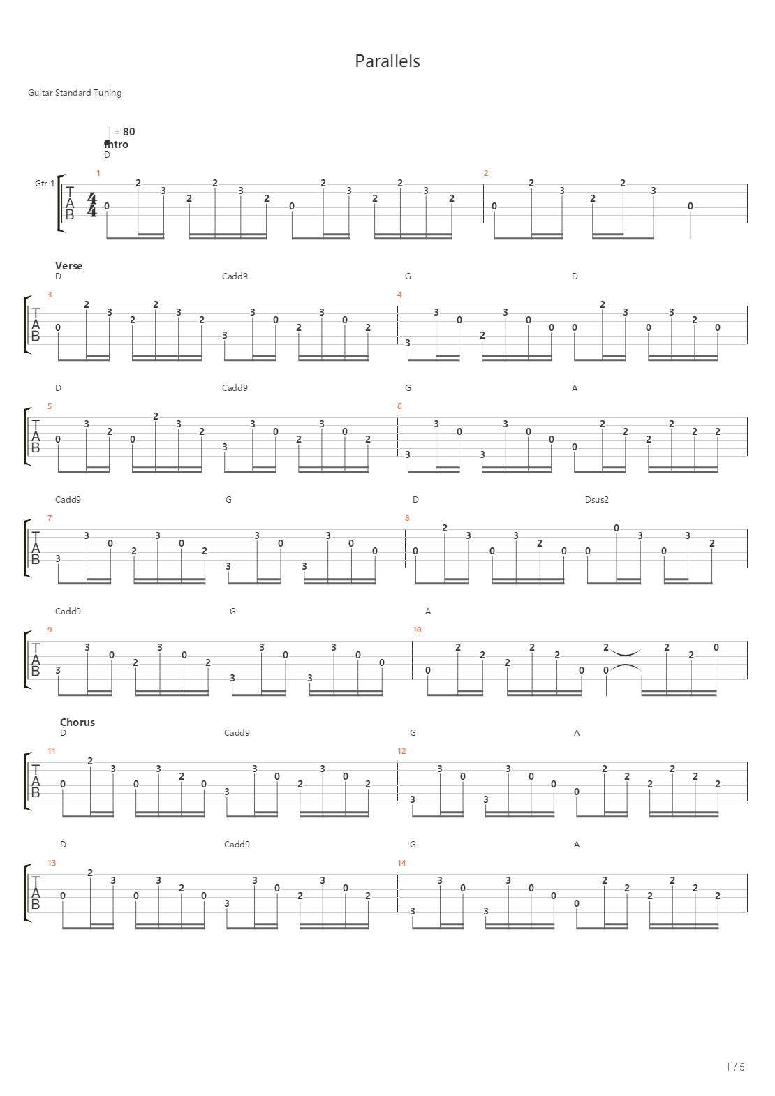 Parallels吉他谱