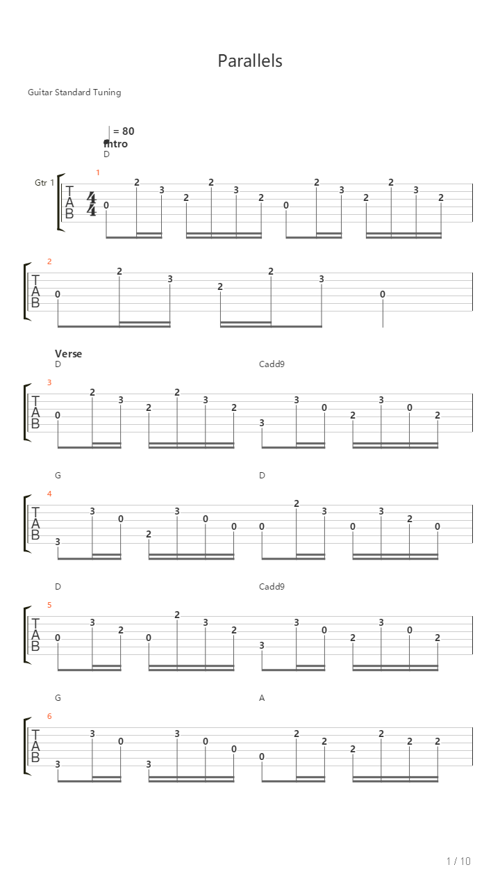 Parallels吉他谱