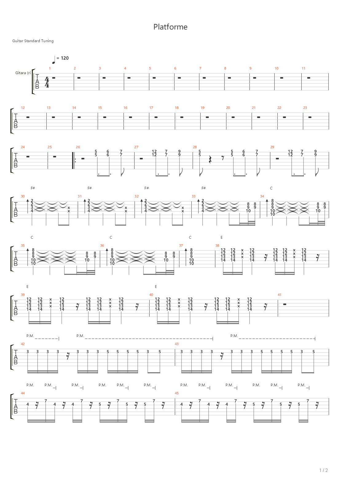 Platforme吉他谱