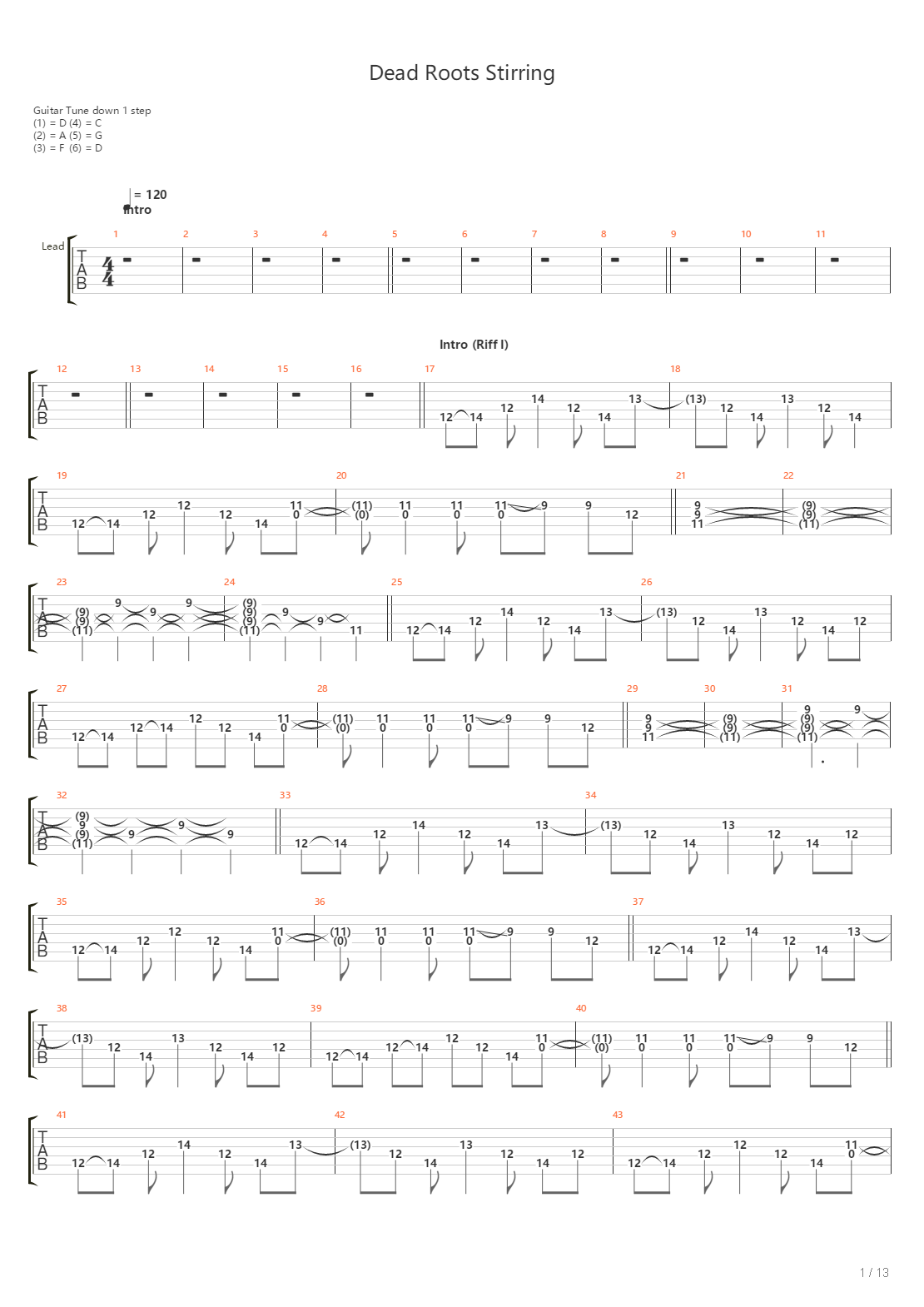 Dead Roots Stirring吉他谱