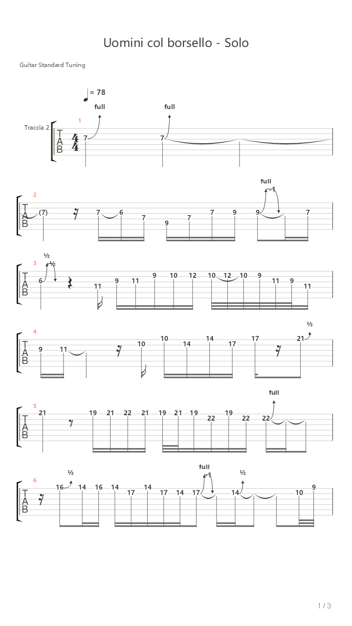 Uomini Col Borsello吉他谱