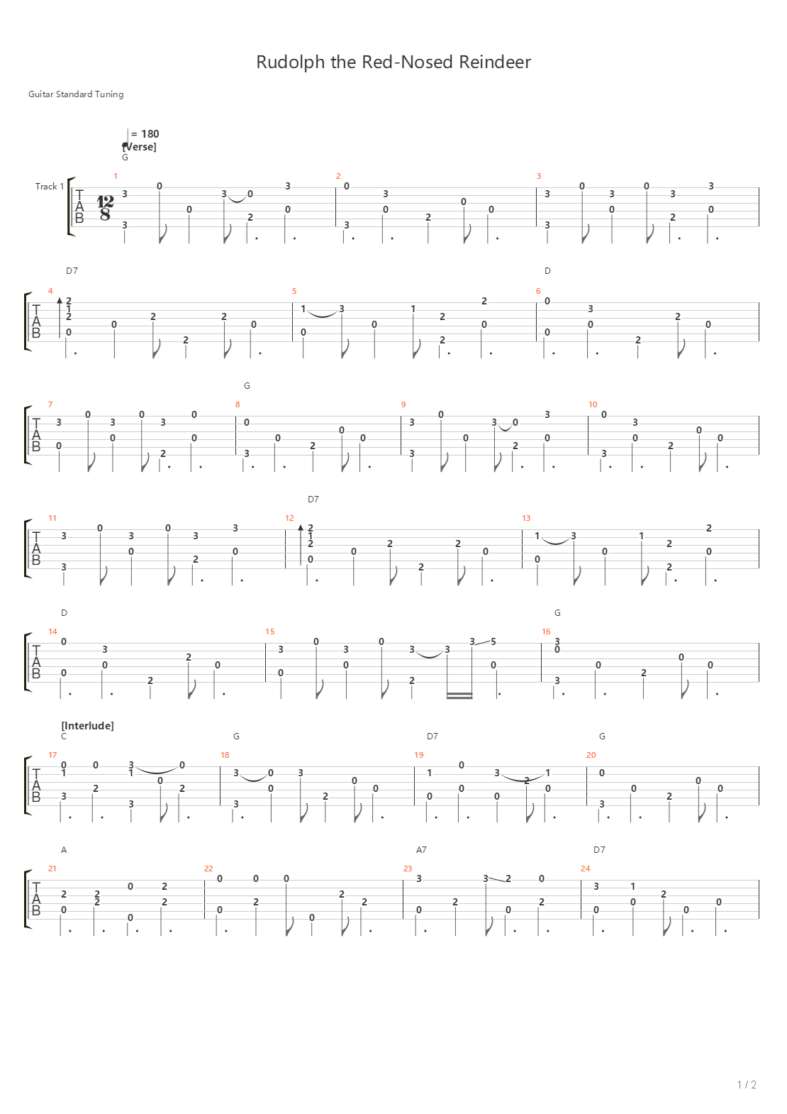 Rudolph The Red-Nosed Reindeer吉他谱