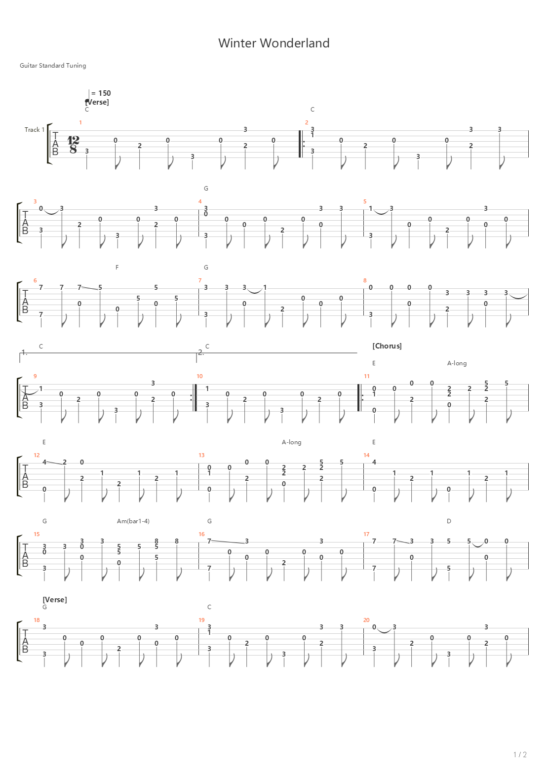 Winter Wonderland吉他谱