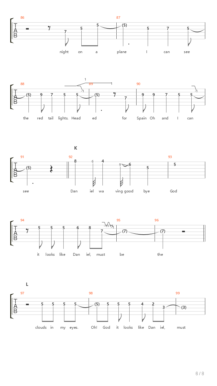 Daniel吉他谱