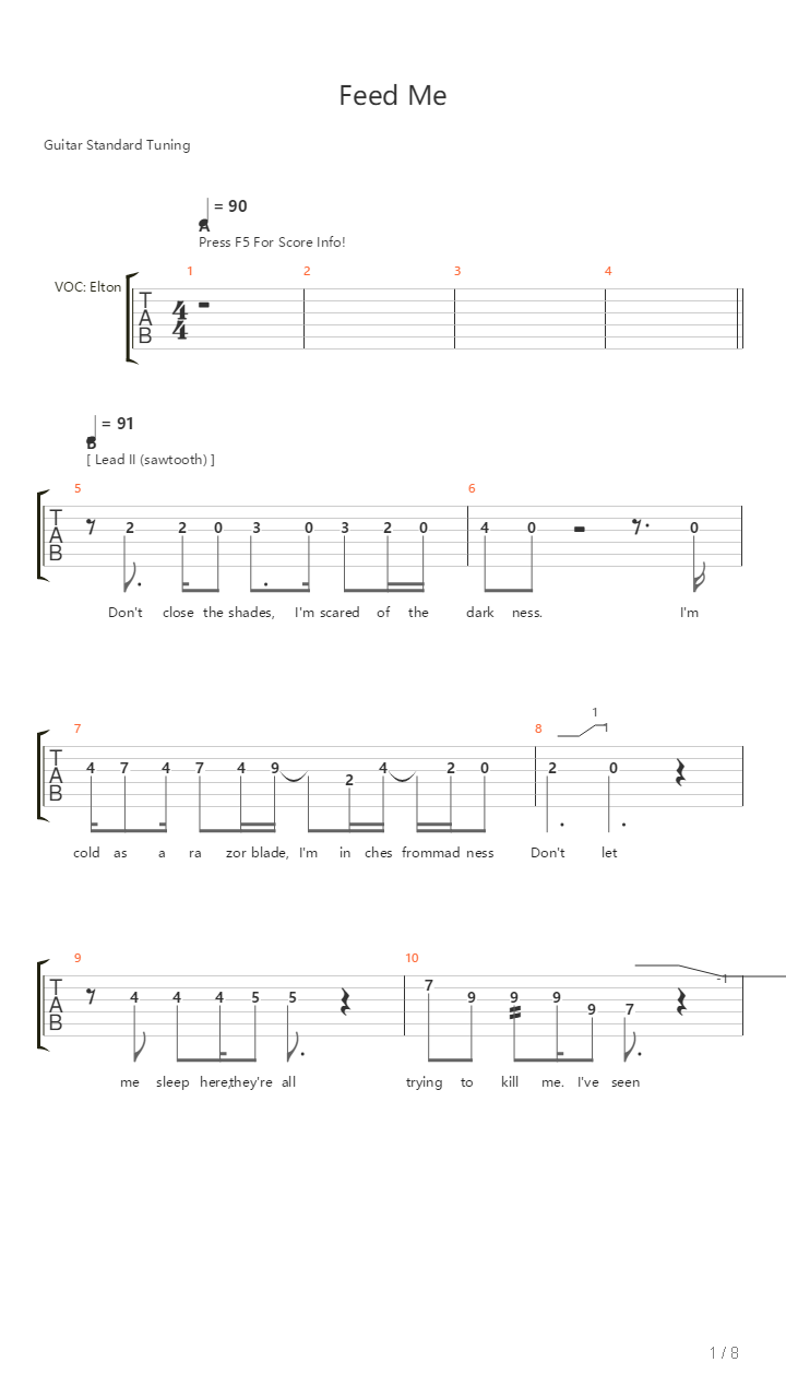 Feed Me吉他谱