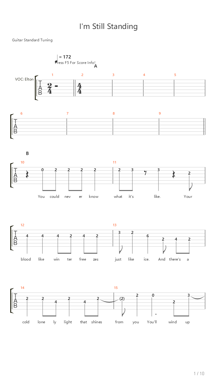 Im Still Standing吉他谱