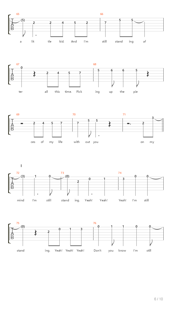 Im Still Standing吉他谱