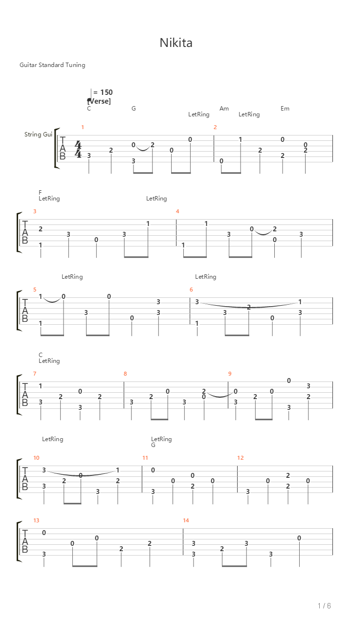 Nikita吉他谱
