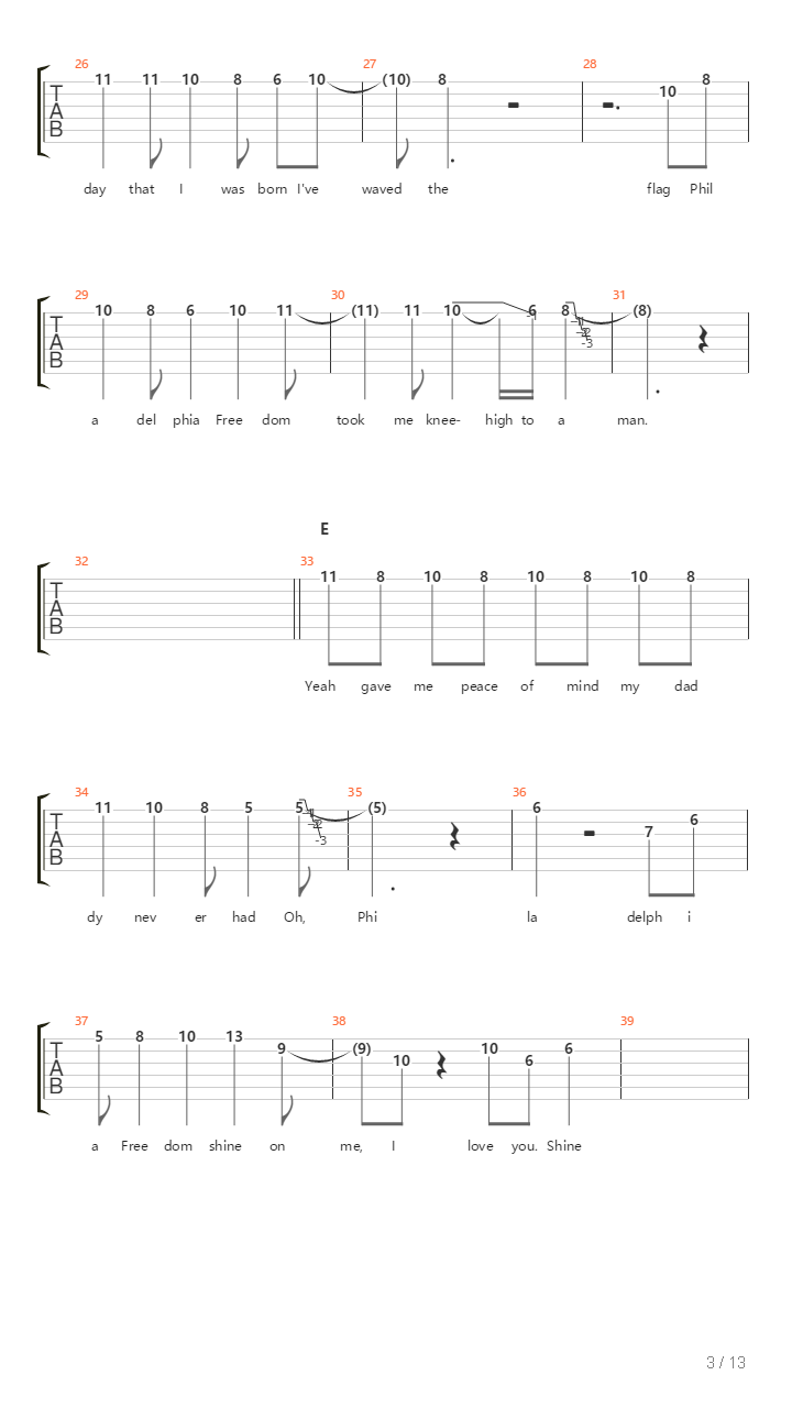 Philadelphia Freedom吉他谱