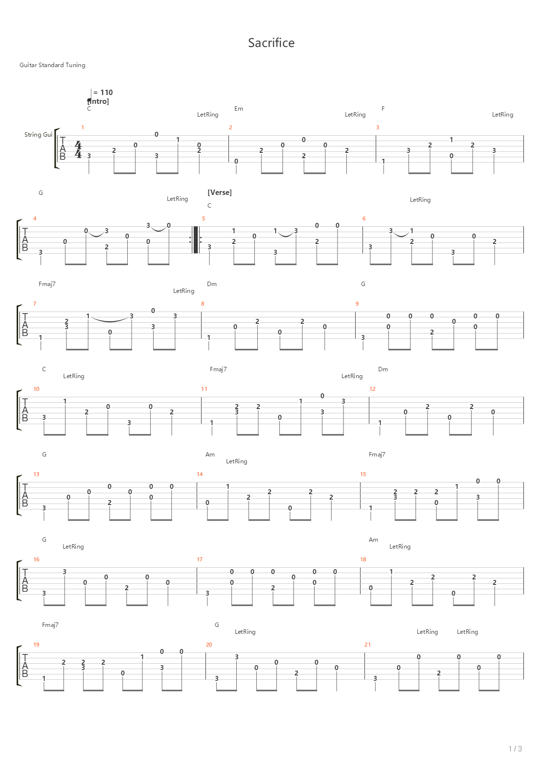 Sacrifice吉他谱