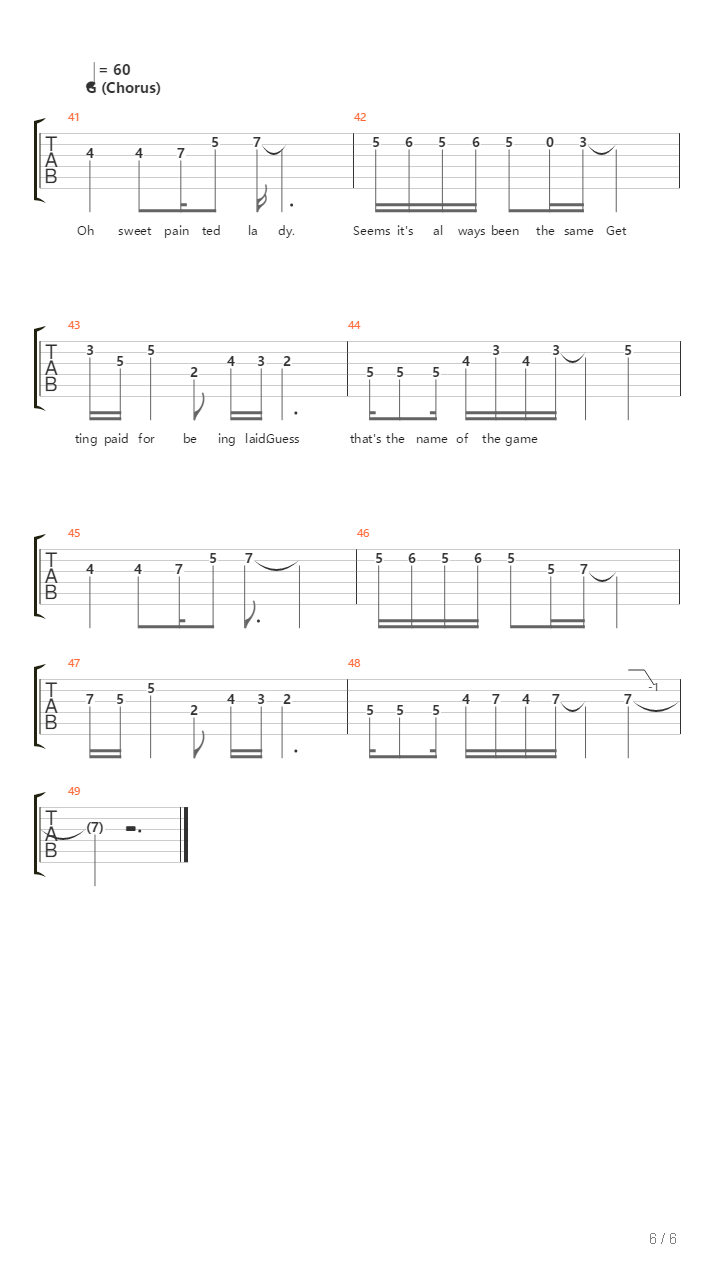 Sweet Painted Lady吉他谱