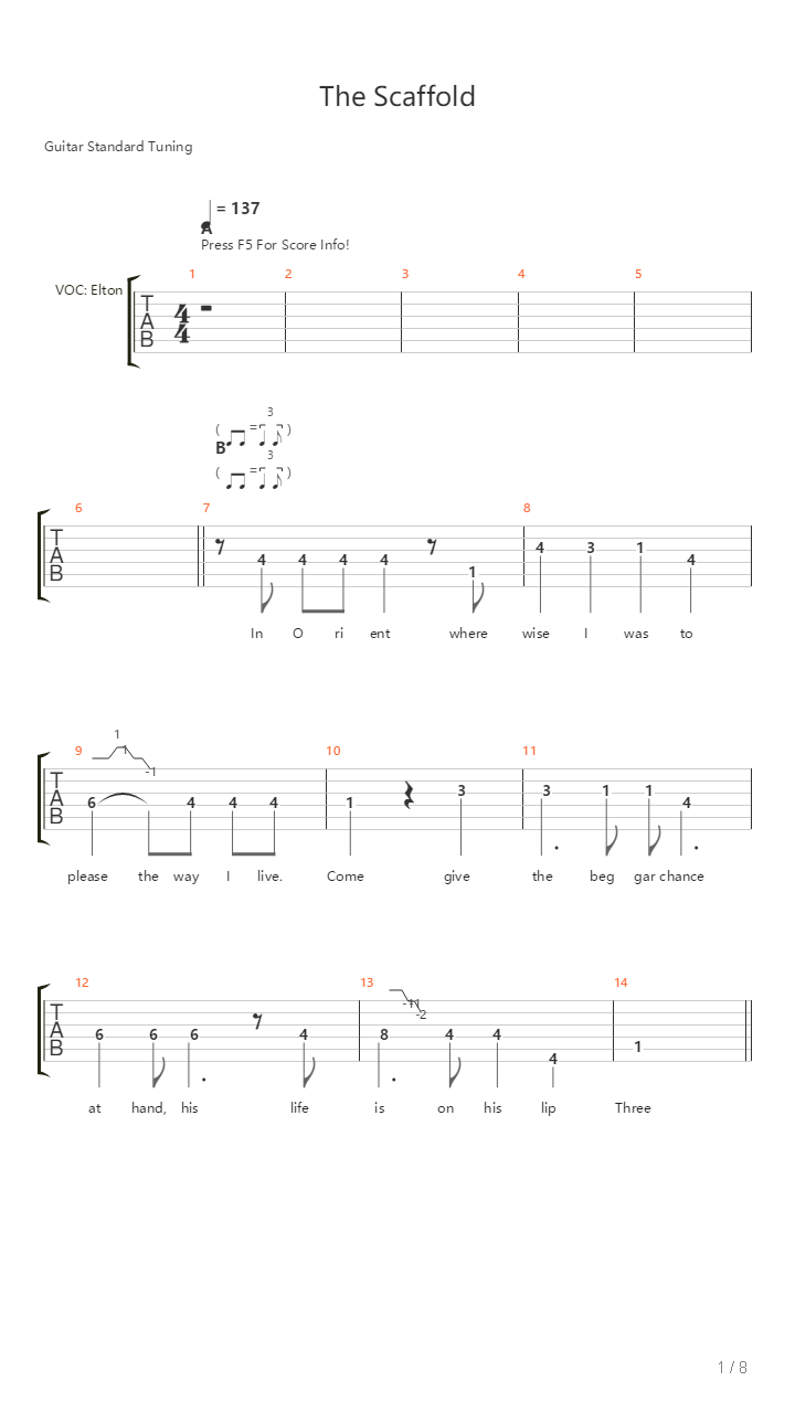 The Scaffold吉他谱
