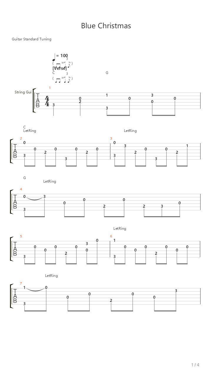 Blue Christmas吉他谱
