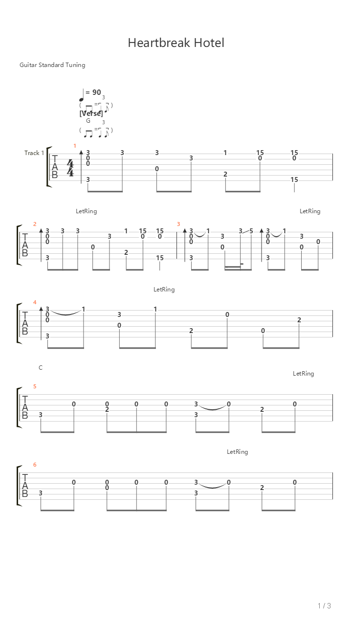 Heartbreak Hotel吉他谱