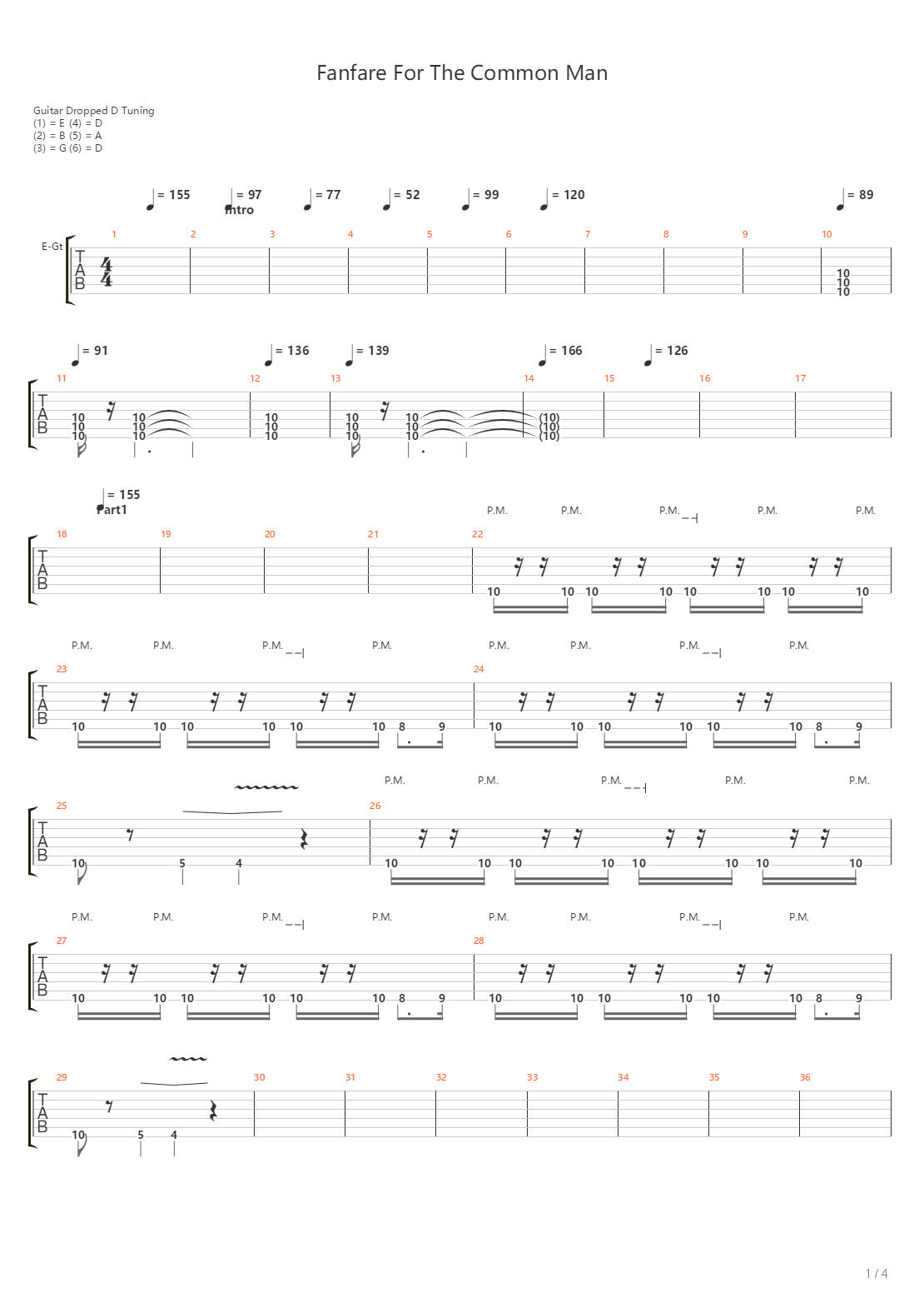 Fanfare For The Common Man吉他谱