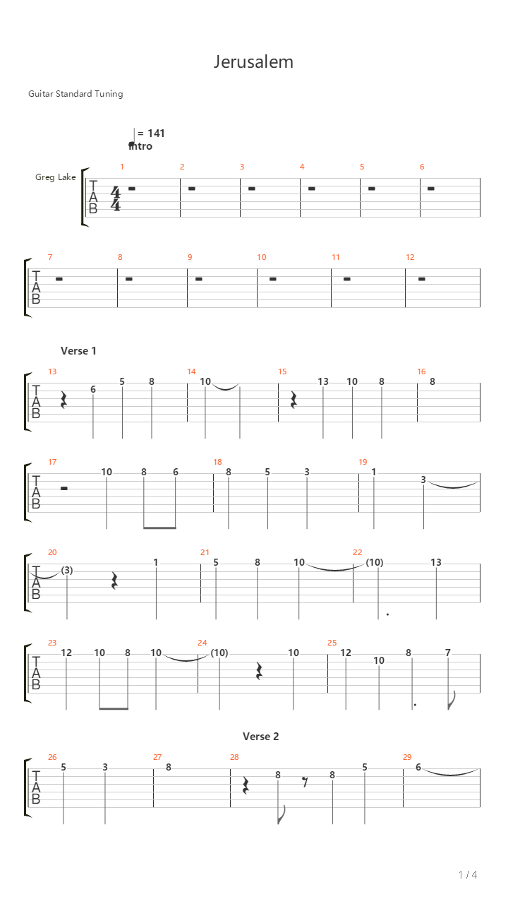 Jerusalem吉他谱