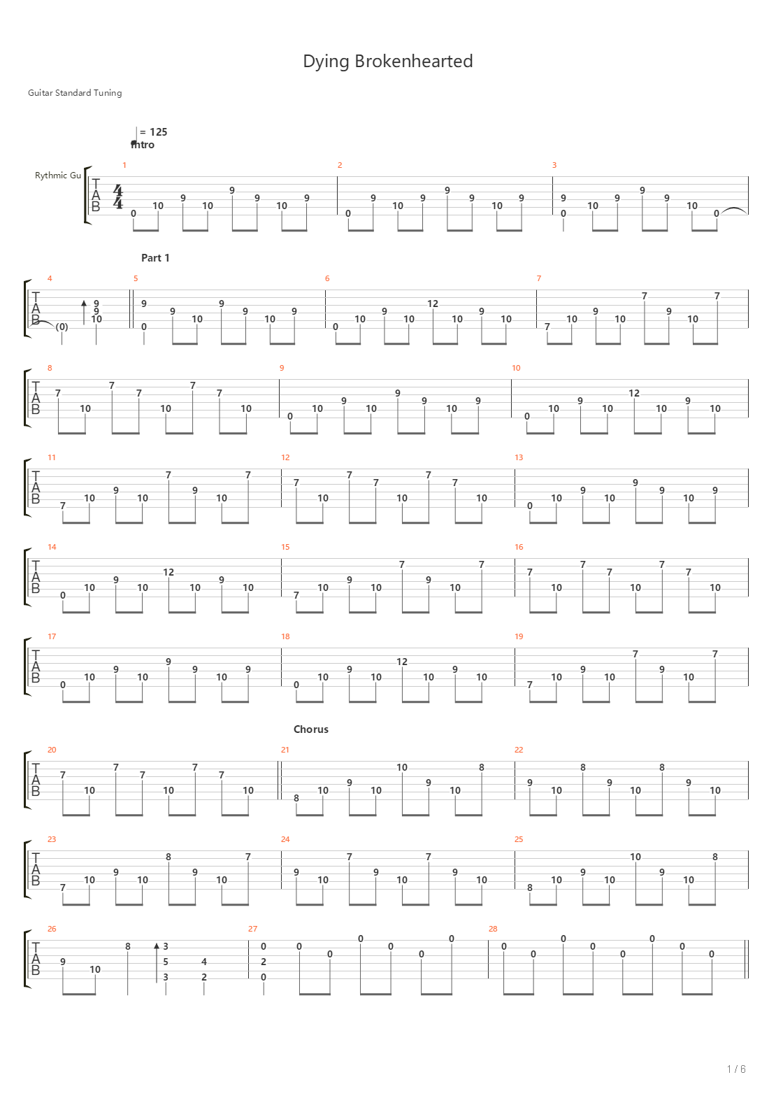 Dying Brokenhearted吉他谱