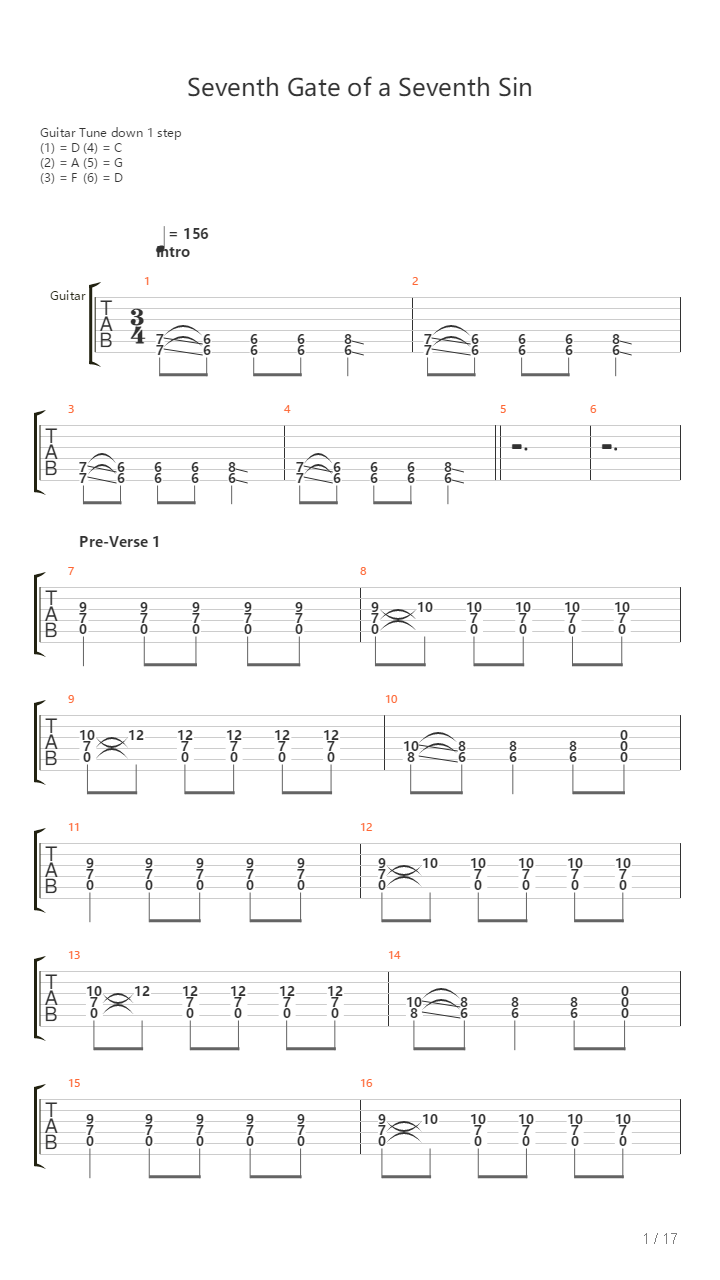 Seventh Gate Of A Seventh Sin吉他谱