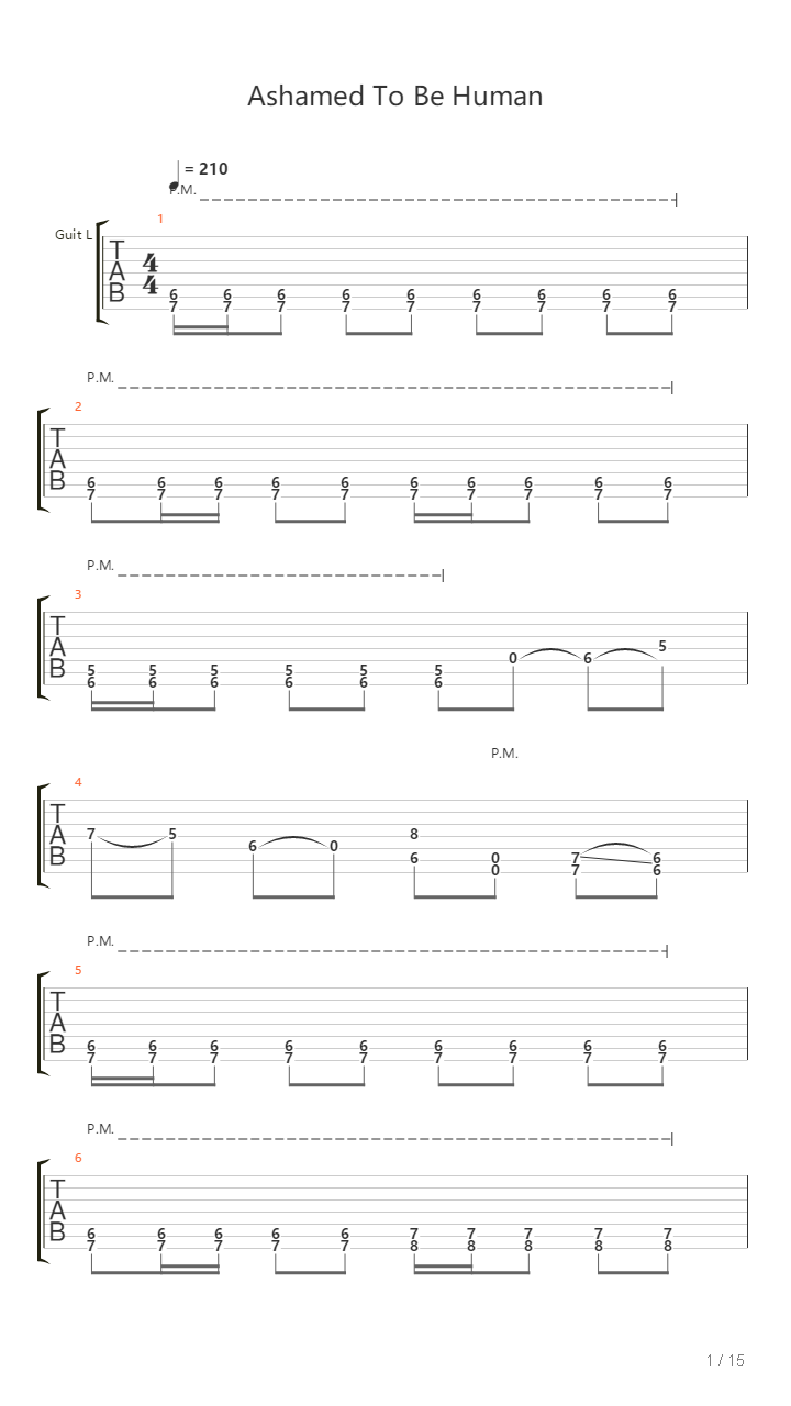Ashamed To Be Human吉他谱