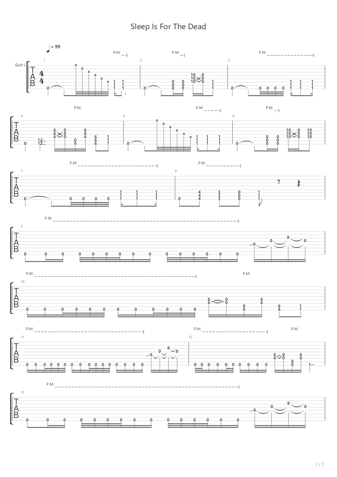 Sleep Is For The Dead吉他谱