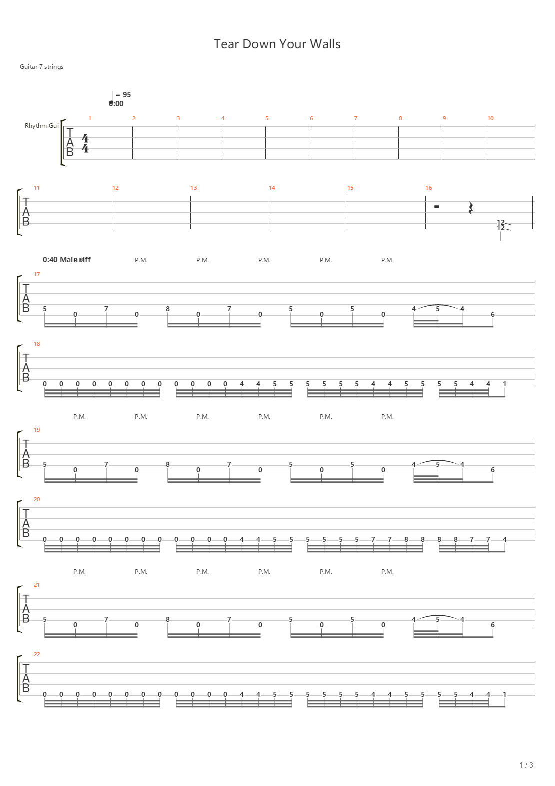 Tear Down Your Walls吉他谱