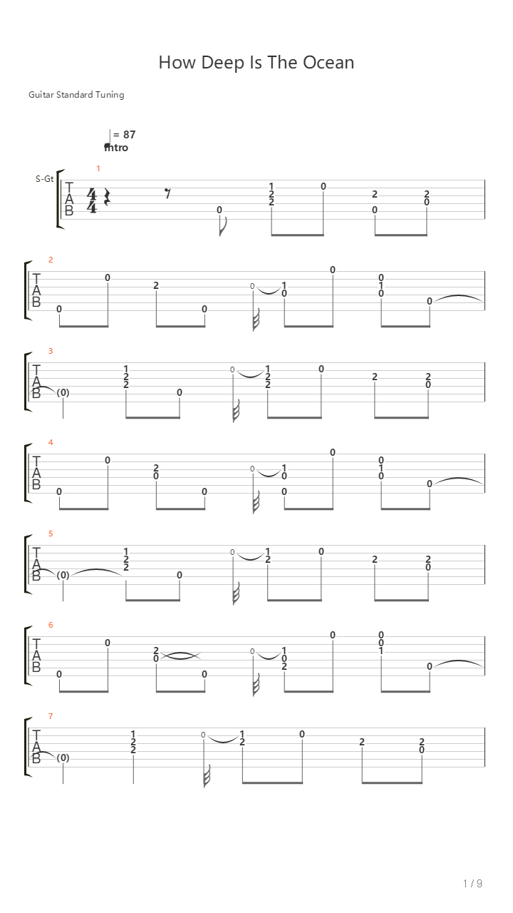 How Deep Is The Ocean How High Is The Sky吉他谱