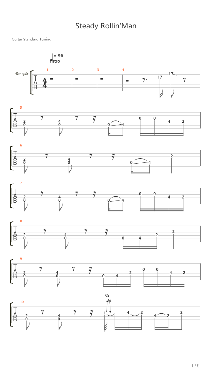 Steady Rollin Man吉他谱