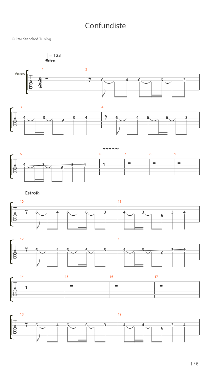 Confundiste吉他谱
