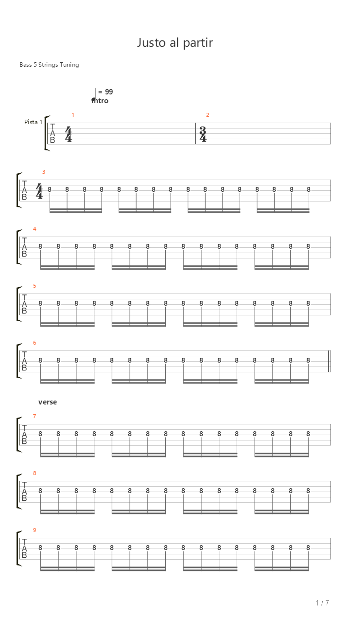 Justo Al Partir吉他谱