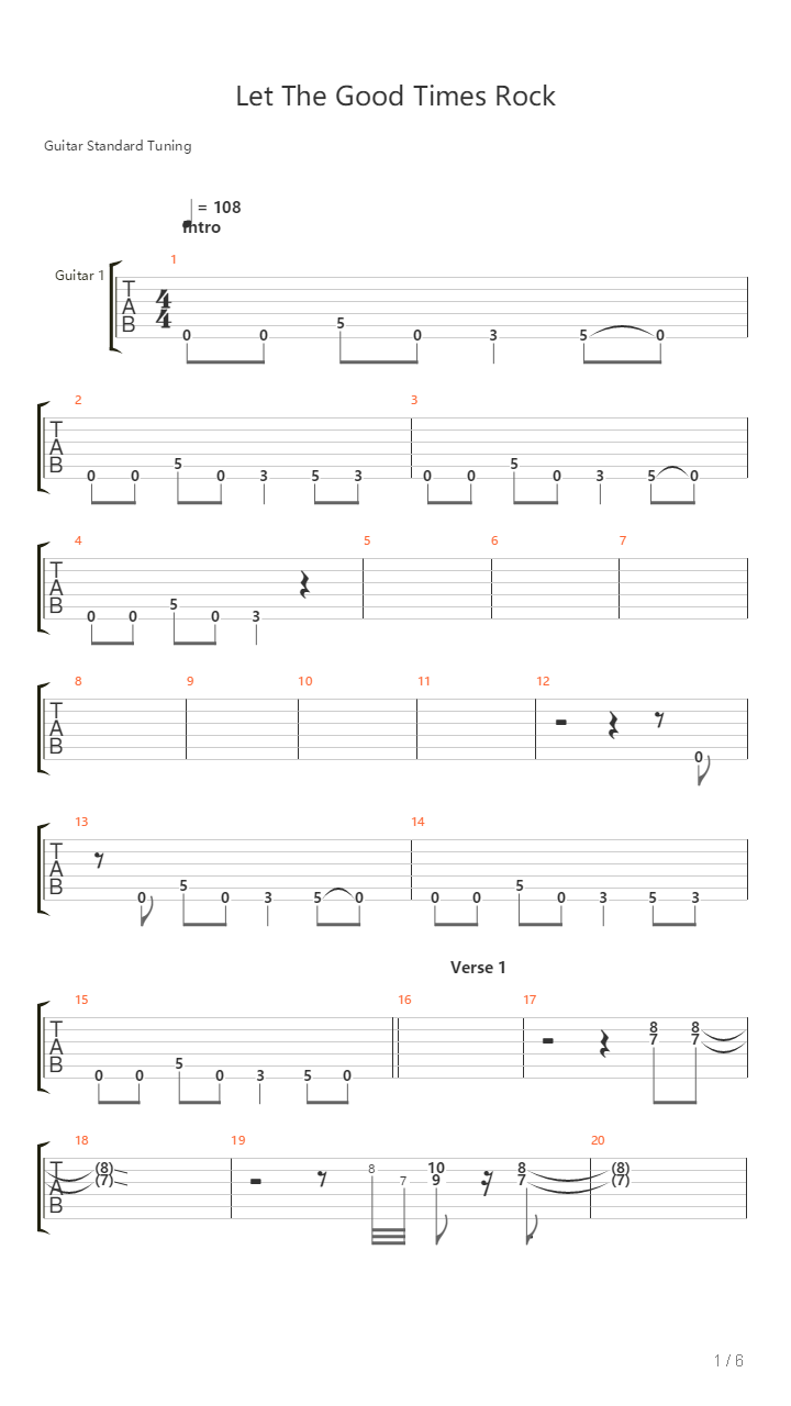Let The Good Times Rock吉他谱
