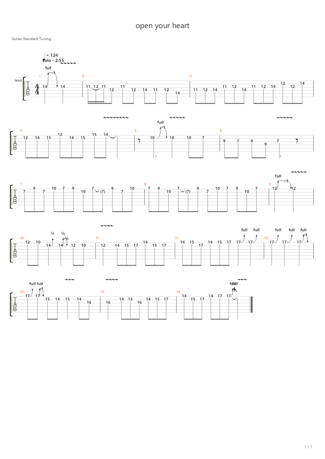 Open Your Heart吉他谱
