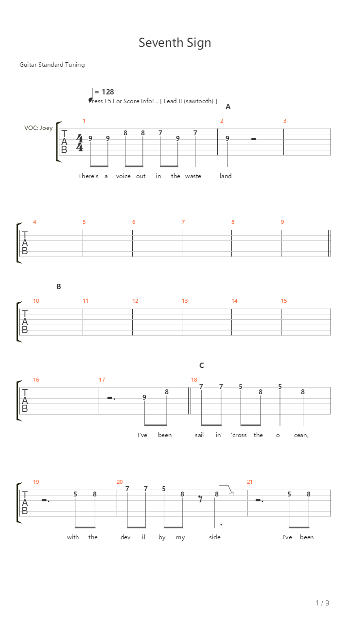 Seventh Sign吉他谱