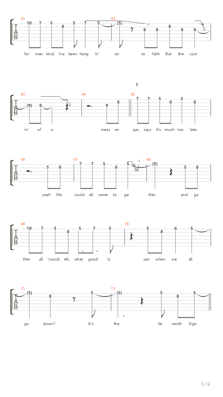 Seventh Sign吉他谱