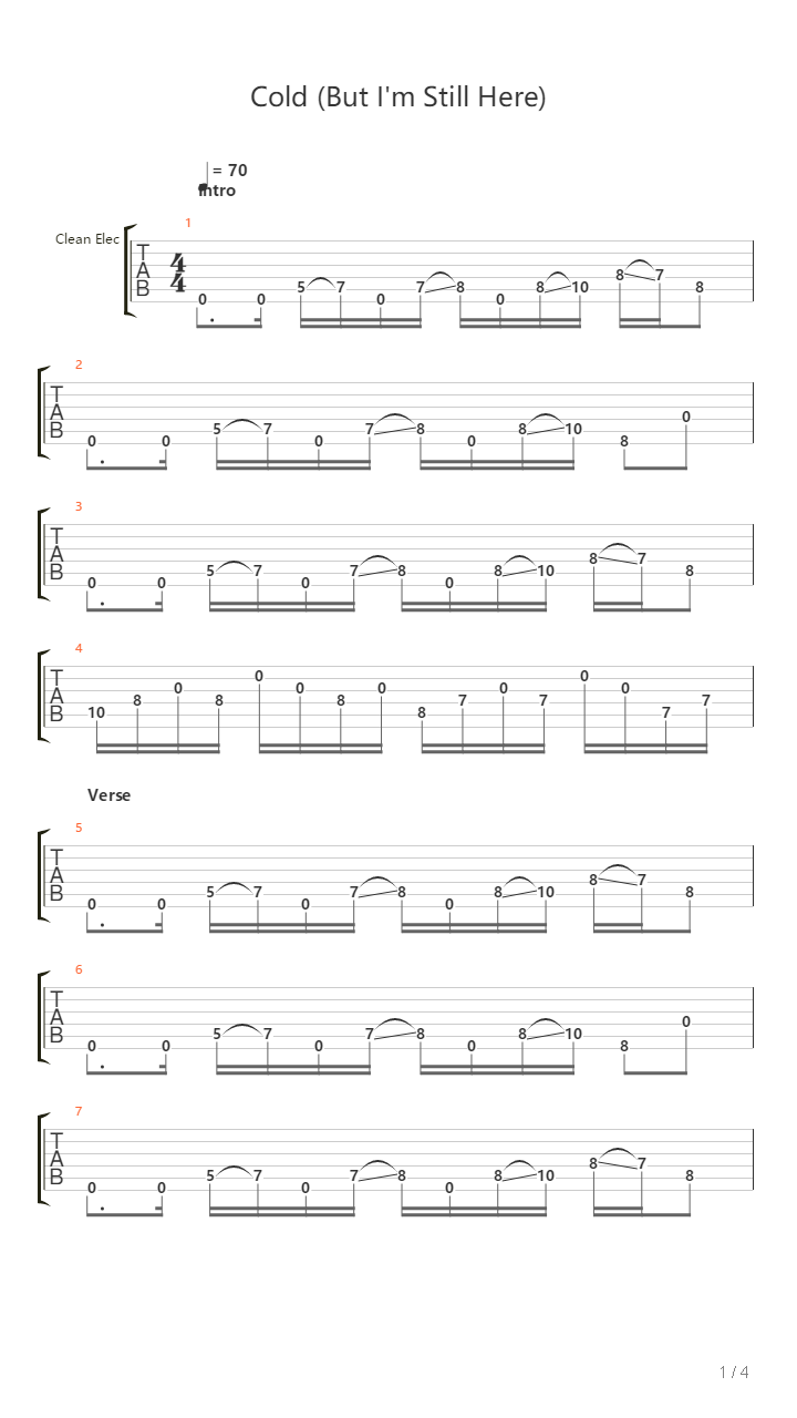 Cold But Im Still Here吉他谱
