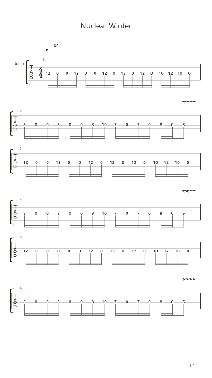 Nuclear Winter吉他谱
