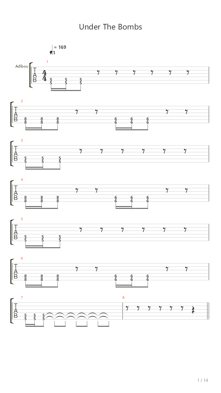 Under The Bombs吉他谱