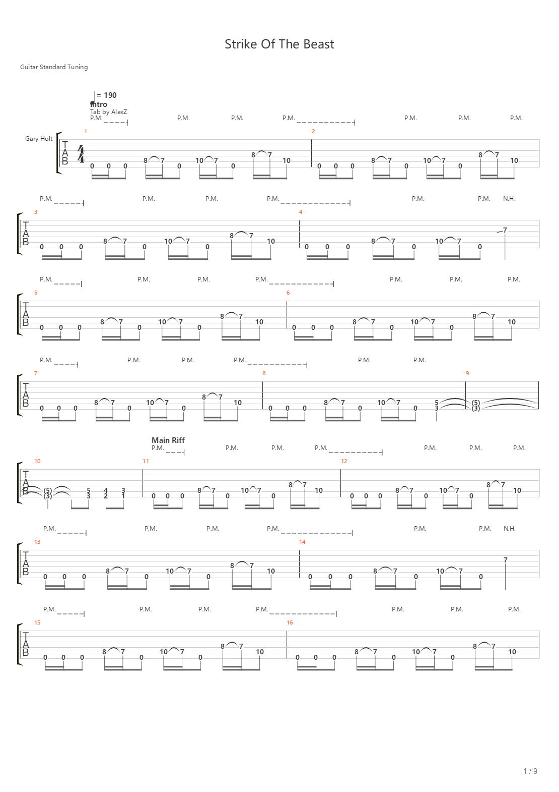 Strike Of The Beast吉他谱