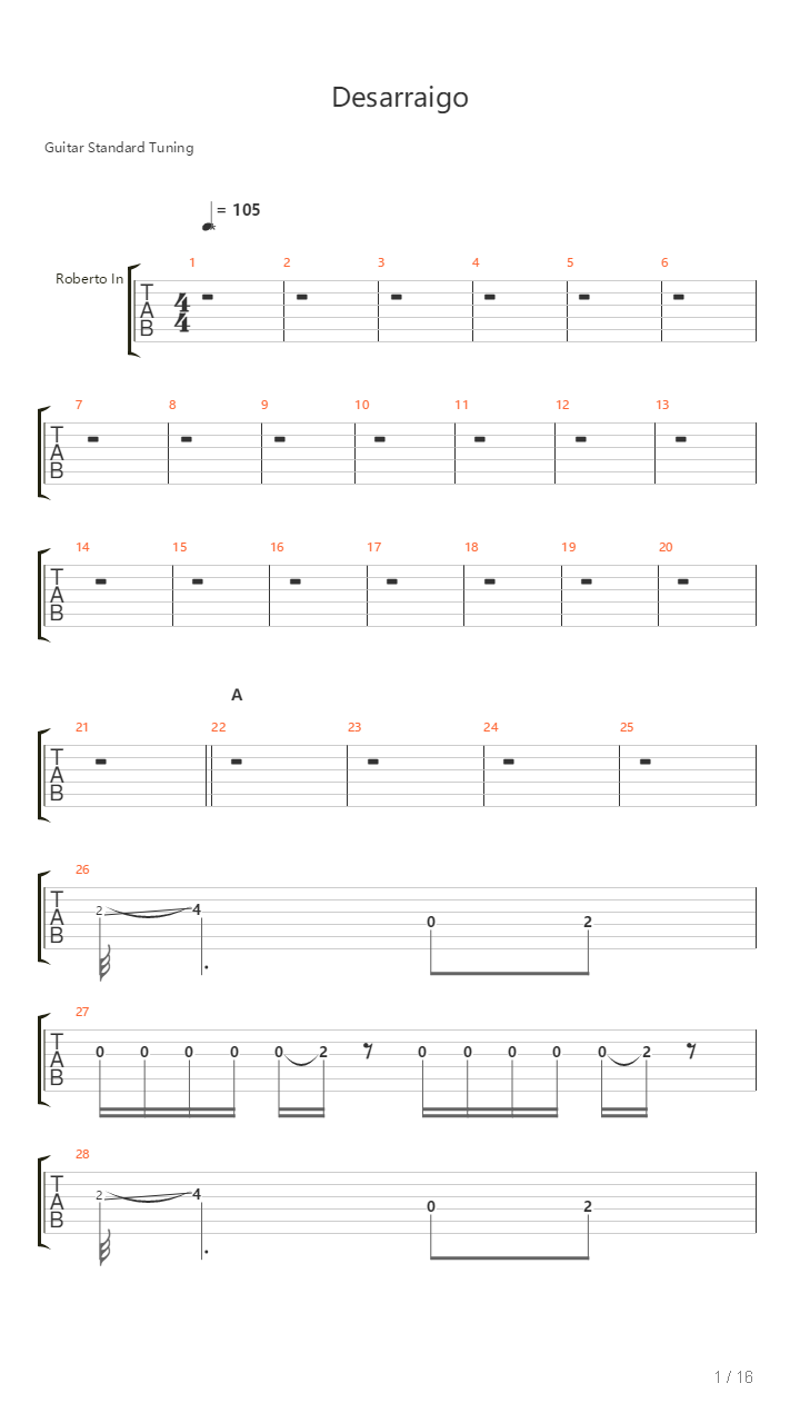 Desarraigo吉他谱