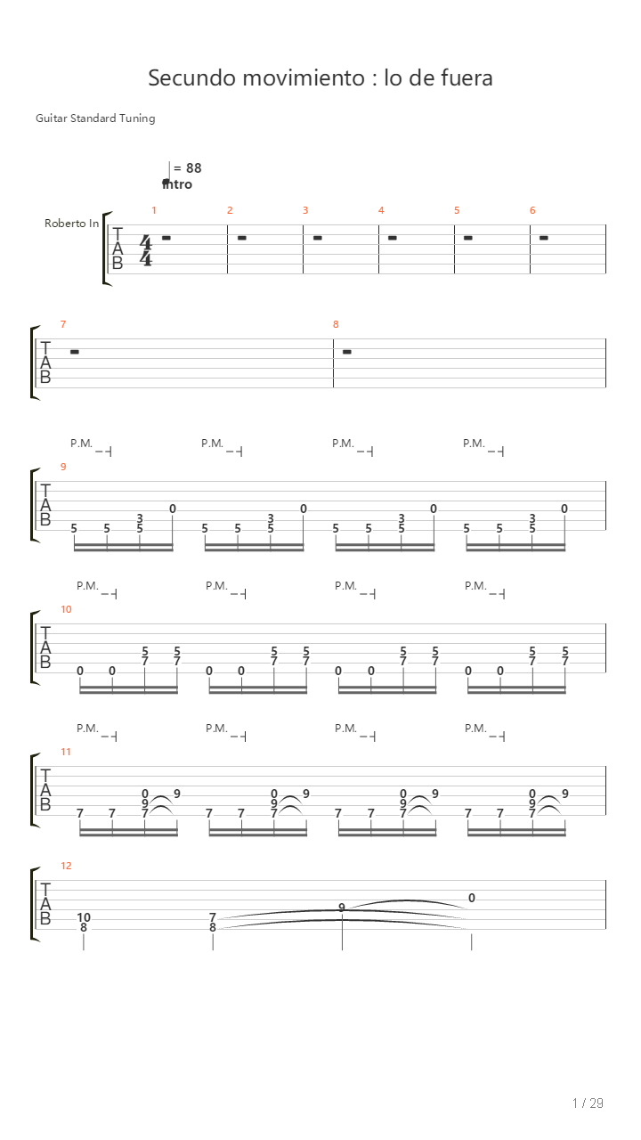 Segundo Movimiento Lo De Fuera吉他谱